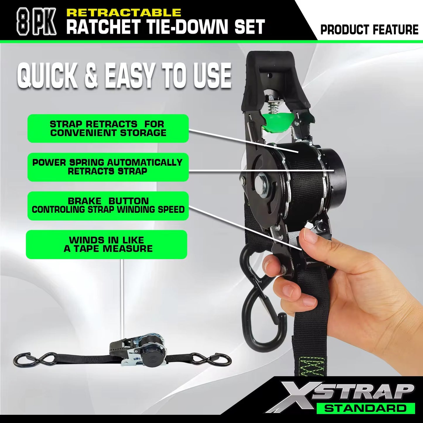 SELO™ Retractable Ratchet Straps