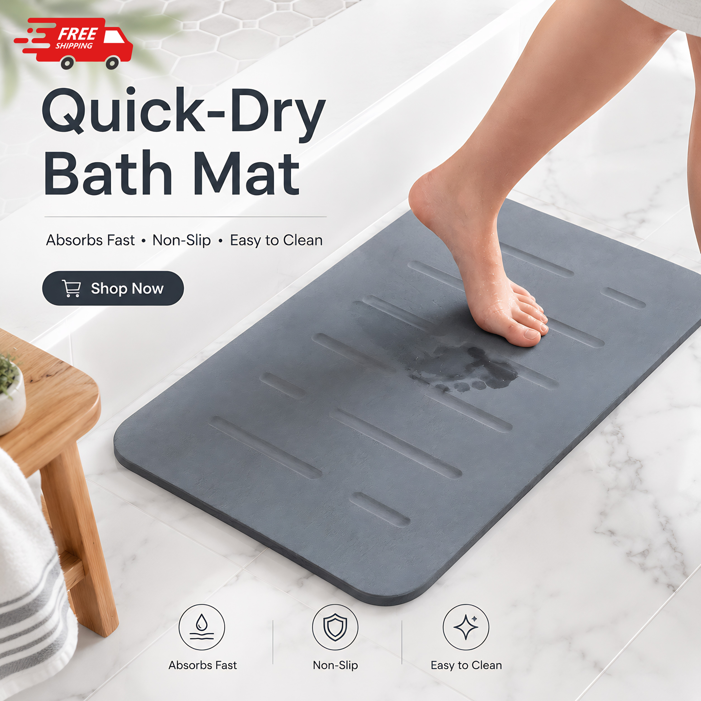 SELO™ Stone Bath Mat - Rain